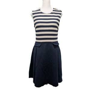 Tommy Hilfiger Striped Sleeveless Fit & Flare Dress Navy Blue Nautical Preppy M